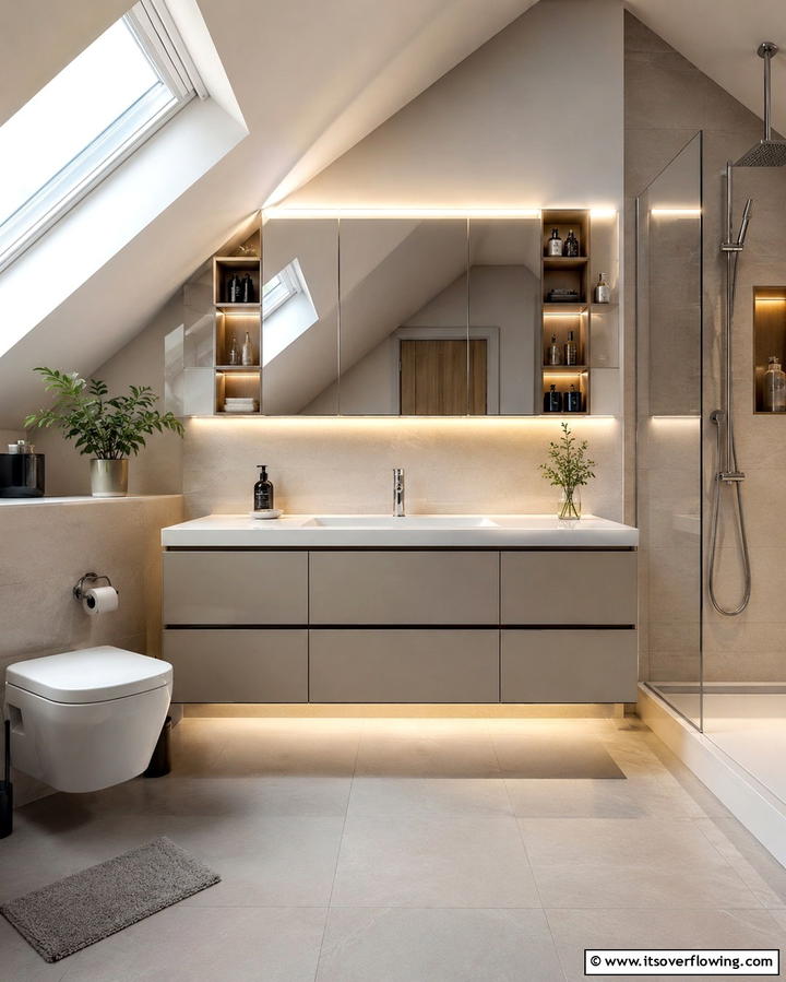 Integrated Vanity Solutions - 30 Attic Bathroom Ideas for Space-Saving Luxury