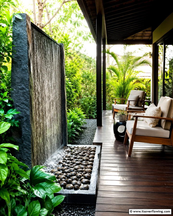 Integrated Water Feature - 30 Barndominium Front Porch Ideas for Rustic Charm