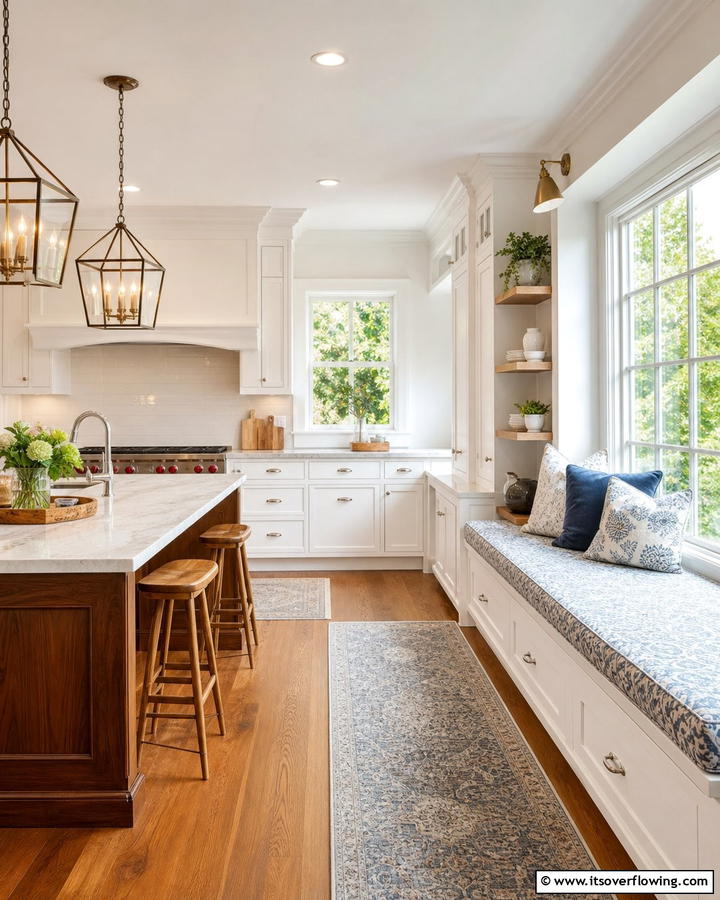 Integrating Built In Seating for Extra Comfort - 21 Kitchen Window Ideas to Brighten Your Cooking Space