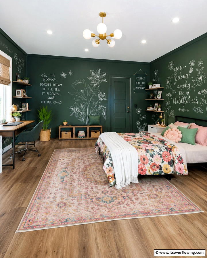 Interactive Chalkboard Green Panels - 30 Green Panelling Ideas for a Serene Bedroom