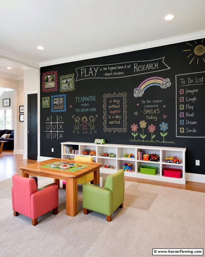Interactive Chalkboard Wall - 21 Gallery Wall Ideas to Display Art and Memories