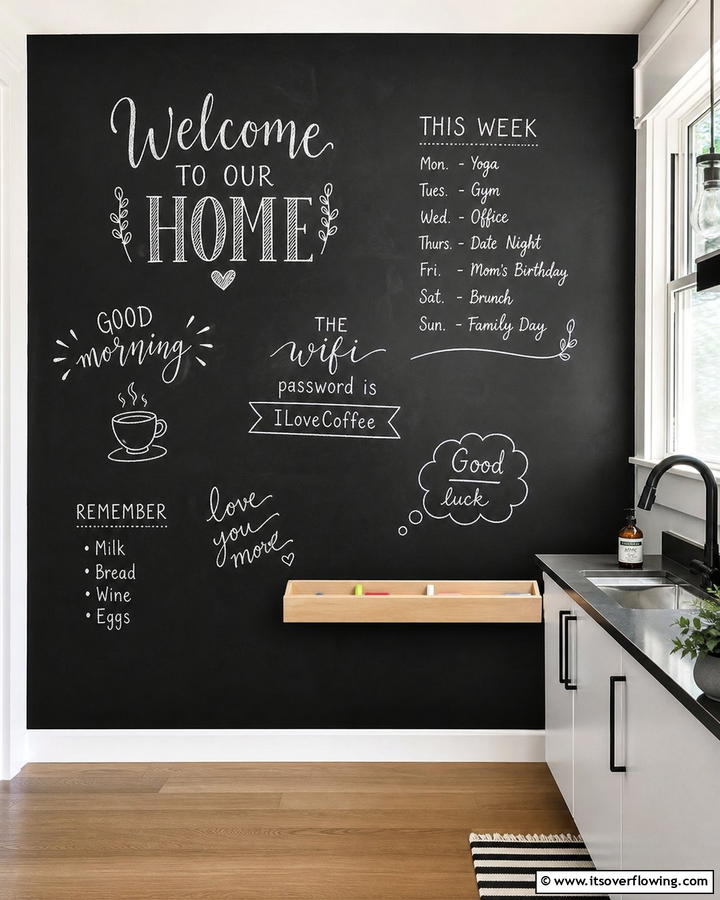 Interactive Chalkboard Walls - 30 Bathroom Art Ideas to Elevate Your Walls with Personality