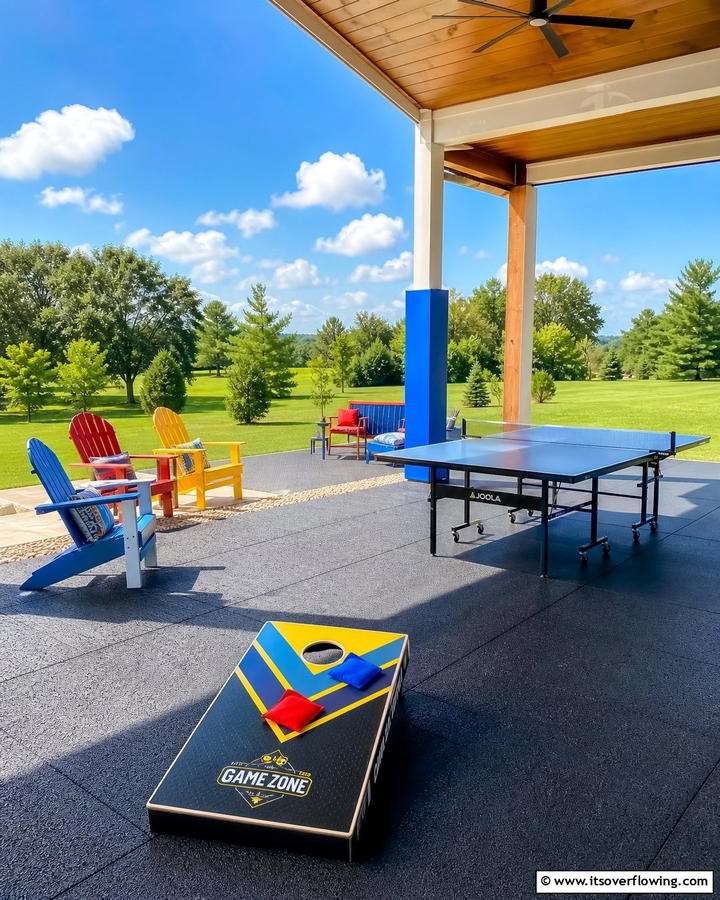Interactive Game Zone - 21 Back Porch Ideas for Cozy and Functional Outdoor Spaces