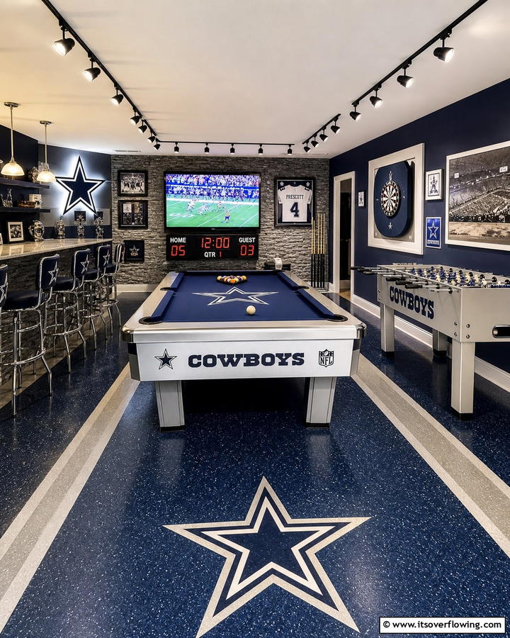 Interactive Game Zone - 20 Dallas Cowboys Man Cave Ideas for True Fans