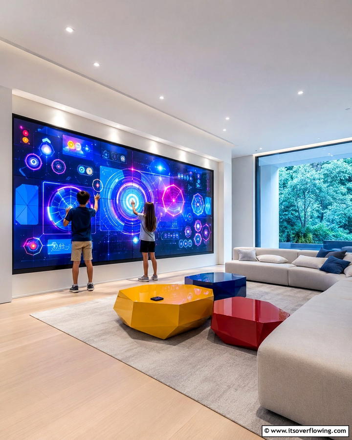 Interactive Gaming Wall - 25 Luxury Game Room Ideas for the Ultimate Entertainment Space