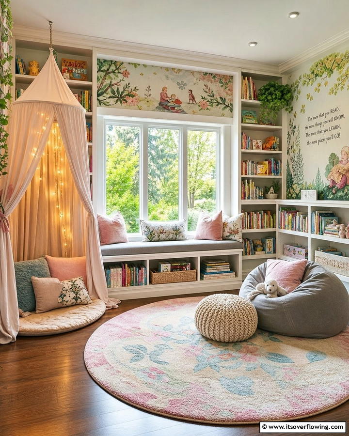 Interactive Reading Nook - 21 Playroom Ideas for Creative & Organized Kids Spaces