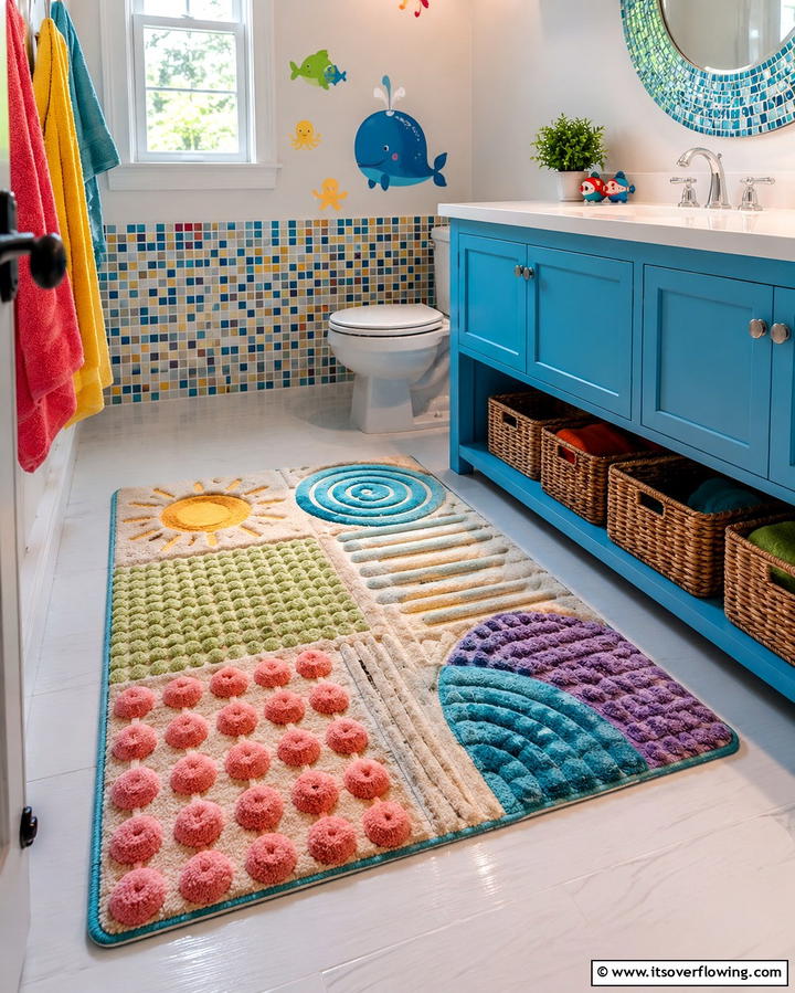Interactive Sensory Textured Rug - 30 Bathroom Rug Ideas for Softness and Style Underfoot