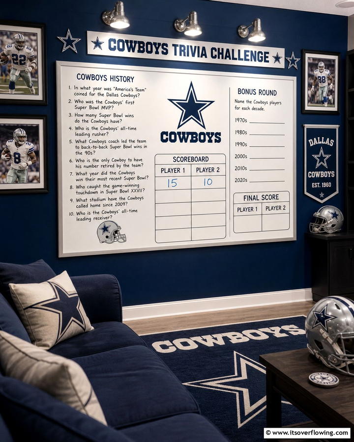 Interactive Trivia Wall - 20 Dallas Cowboys Man Cave Ideas for True Fans