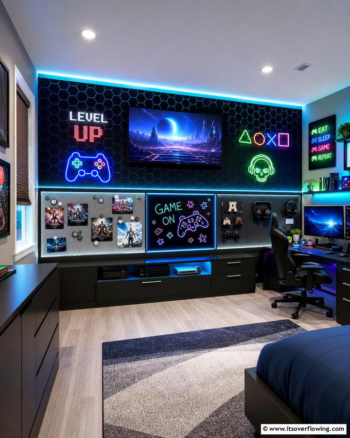 Interactive Wall Art - 25 Boys Gaming Bedroom Ideas for the Ultimate Gaming Setup