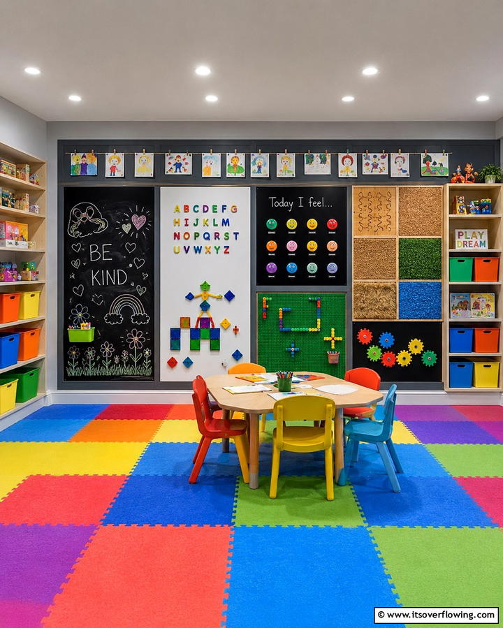 Interactive Wall Panels for Endless Fun - 25 Fun Basement Playroom Ideas for Kids of All Ages