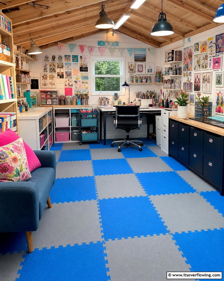 Interlocking Foam Tiles - 20 Shed Floor Ideas for a Durable and Functional Space