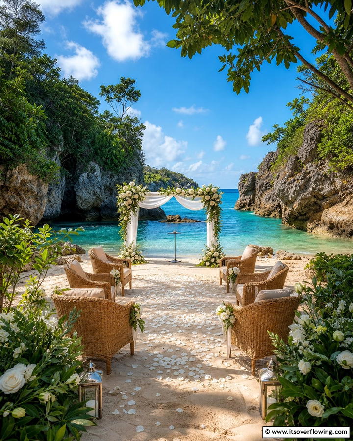 Intimate Cove Ceremony - 21 Beach Wedding Ideas for a Sun-Kissed Ceremony by the Ocean