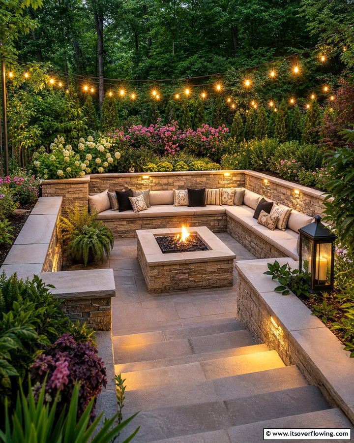 Intimate Sunken Seating Area - 20 Sunken Garden Ideas for a Unique Landscape
