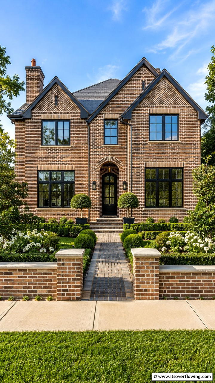 Intricate Brick Patterns - 30 Brown Brick Exterior Home Ideas for Timeless Curb Appeal