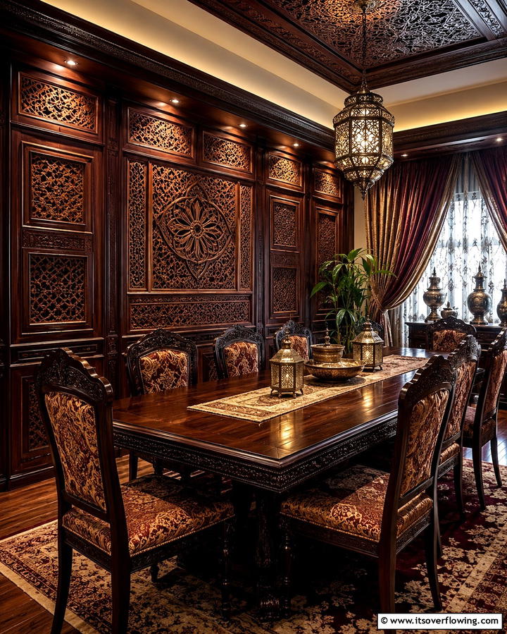 Intricate Carved Wood Panels - 25 Dining Room Wall Paneling Ideas for Elegance