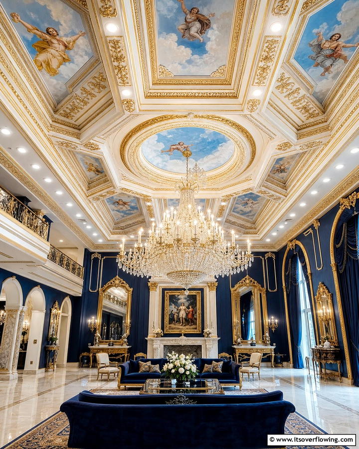 Intricate Ceiling Design - 20 Royal Living Room Design Ideas for an Elegant Space