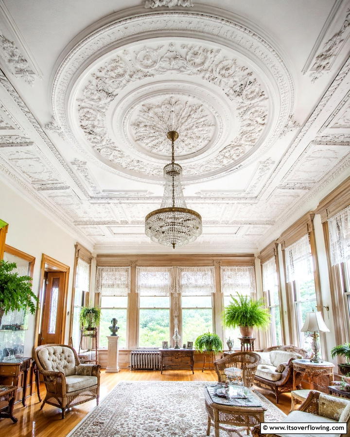 Intricate Ceiling Medallions - 25 Victorian Sunroom Ideas for a Bright Retreat