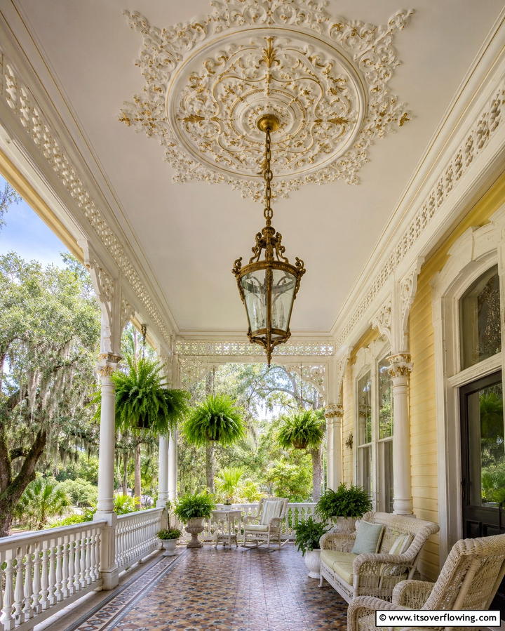 Intricate Ceiling Medallions - 20 Charming Victorian Porch Ideas for a Classic Look