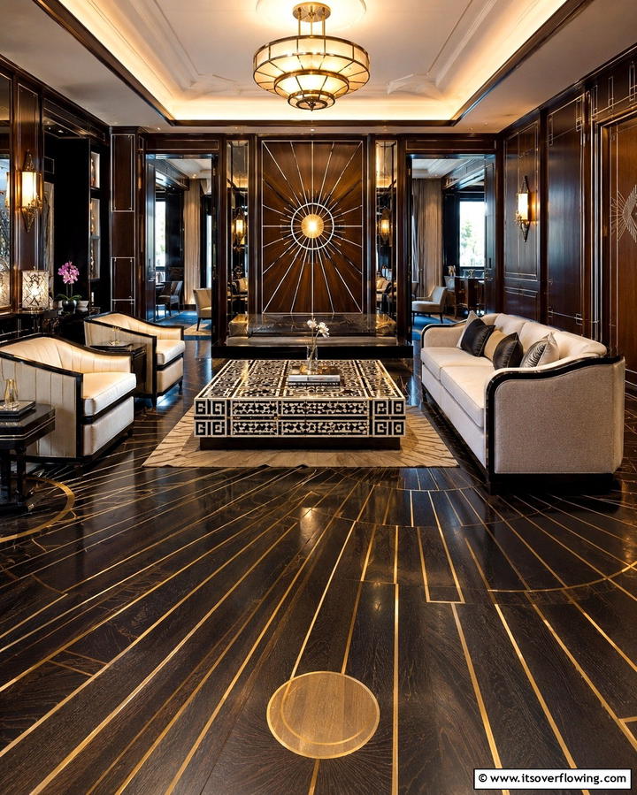 Intricate Inlays - 30 Art Deco Living Room Ideas for Luxurious Spaces