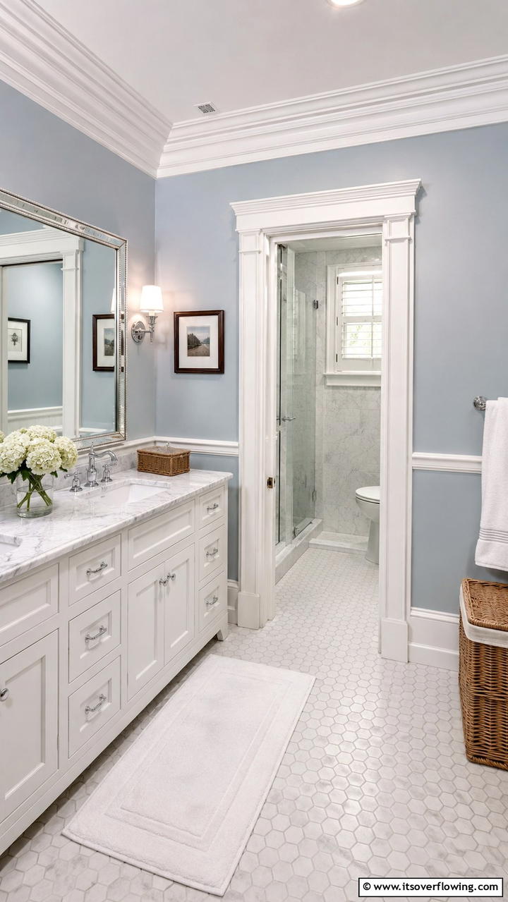 Intricate Molding Details - 30 Cottage Bathroom Ideas for a Charming Relaxing Retreat