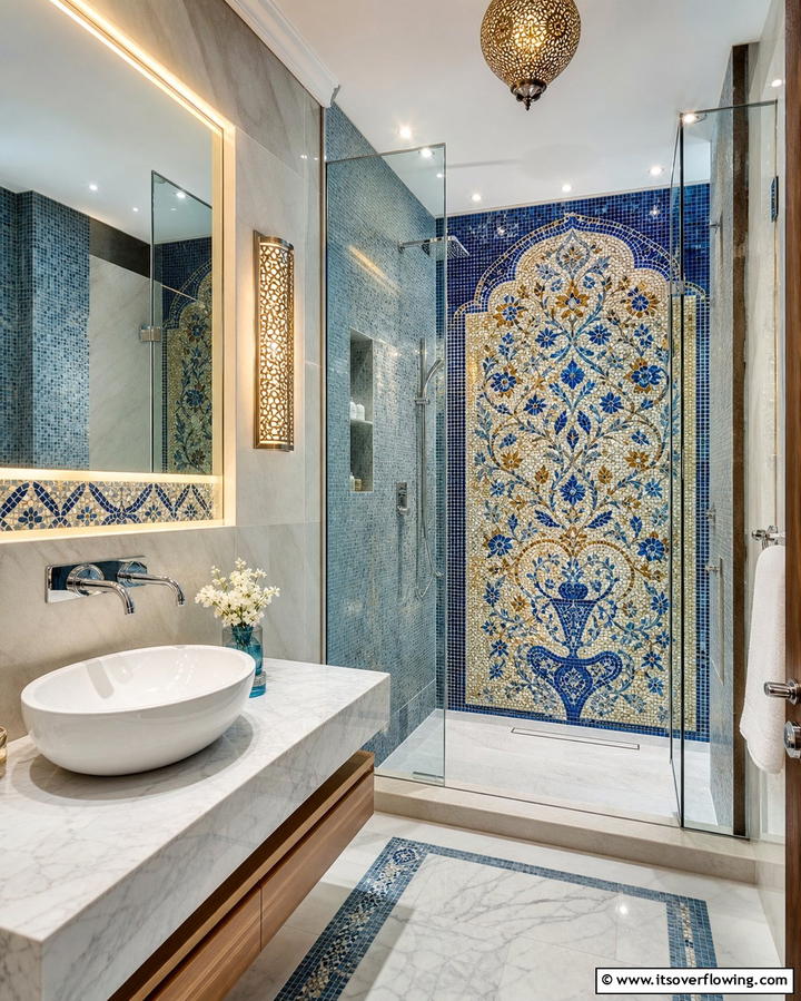 Intricate Mosaic Tiles - 25 Elegant Bathroom Decor Ideas for a Luxurious Feel
