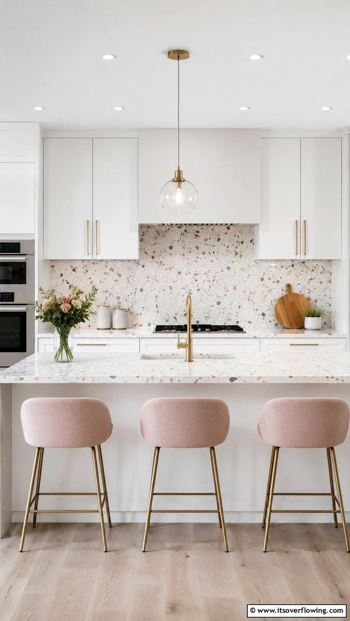 Intricate Terrazzo Appeal - 21 Modern White Kitchen Backsplash Ideas for Style