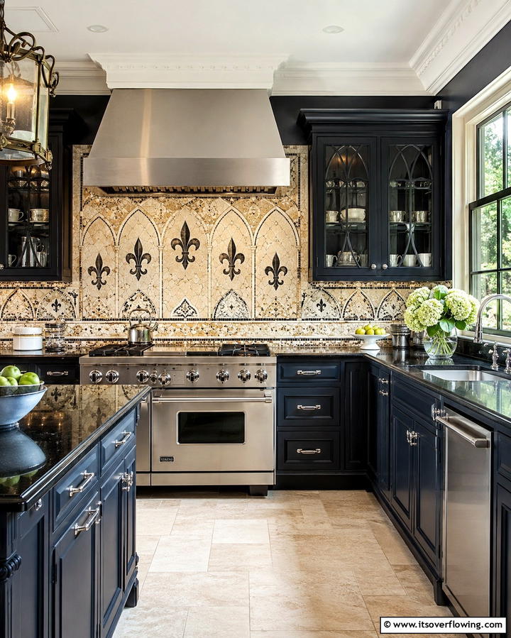 Intricate Tile Backsplashes - 30 Gothic Kitchen Ideas for Dramatic Dark Aesthetic Spaces