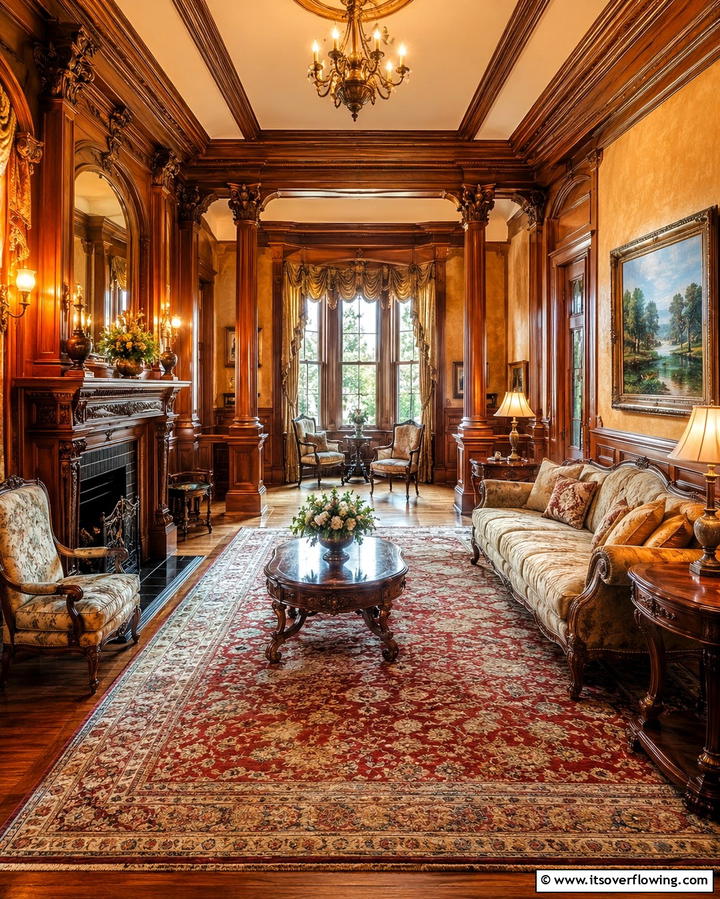 Intricate Woodwork and Paneling - 25 Victorian Living Room Ideas for Elegant Spaces