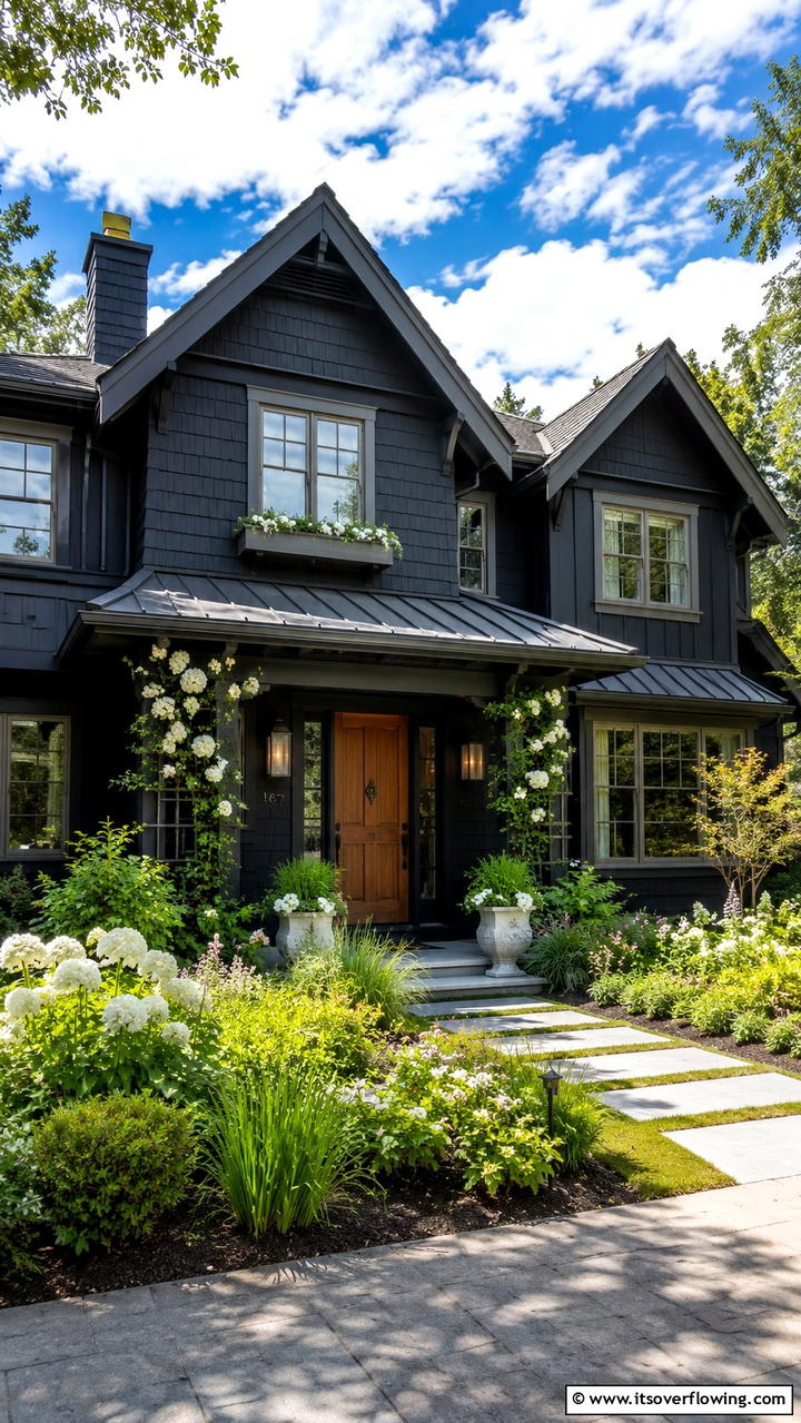 Intriguing Ebony Mist - 30 Black House Exteriors- Bold Paint Colors for Modern Homes