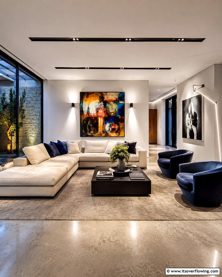Introduce Accent Lighting - 25 Simple Living Room Ideas for a Cozy and Inviting Space