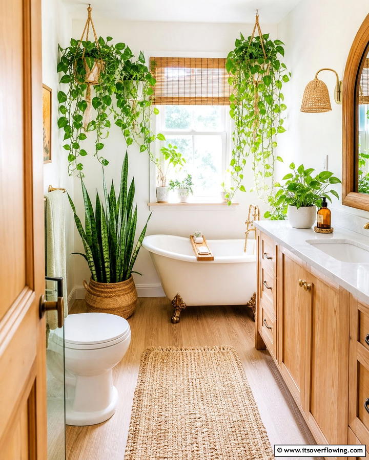 Introduce Greenery - 25 Guest Bathroom Ideas for a Welcoming Space