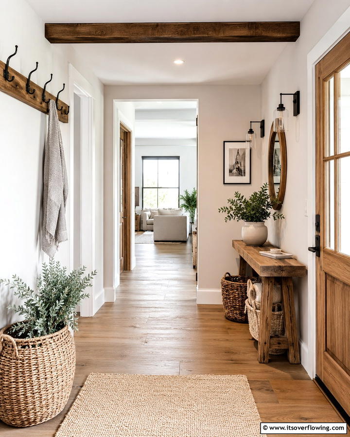 Introduce Natural Wood Accents - 30 Bohemian Hallway Decor Ideas for a Welcoming Entryway