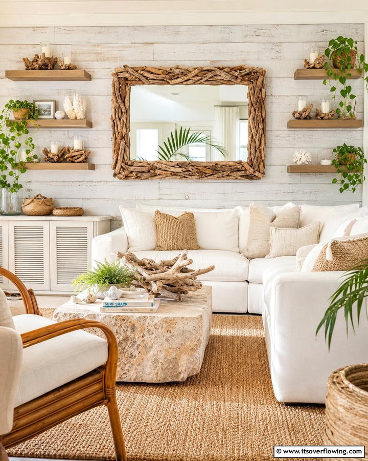 Introducing Driftwood Accents - 20 Natural Living Room Ideas for a Calm Retreat