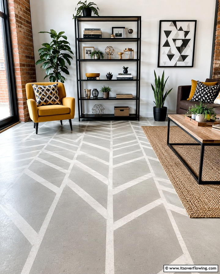 Introducing Geometric Patterns for a Modern Twist - 25 Rustic Concrete Floor Living Room Ideas for Style