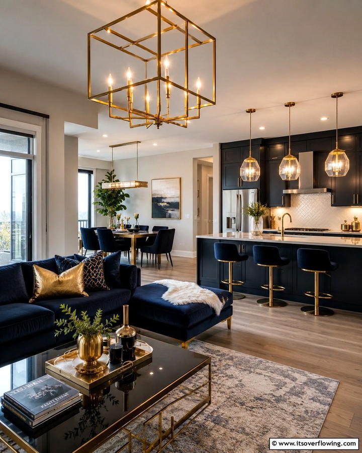 Introducing a Two Tone Design - 25 Open Kitchen Living Room Ideas for a Spacious Feel