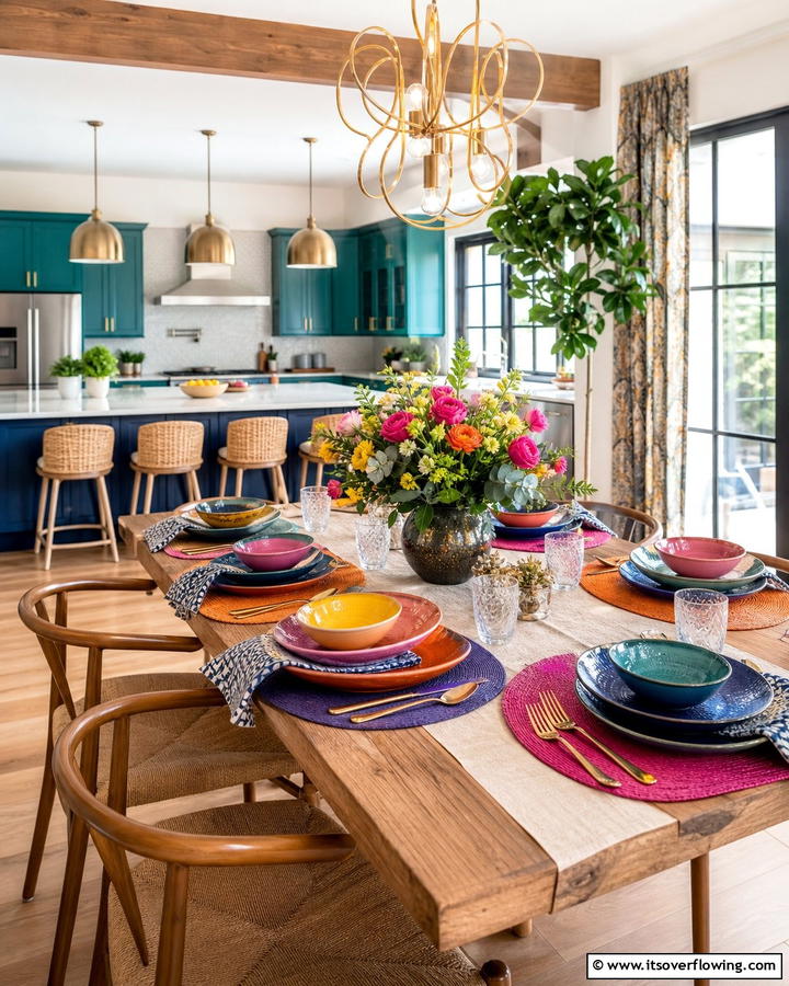 Inventive Table Settings - 21 Colorful Kitchen Ideas to Energize Your Cooking Space