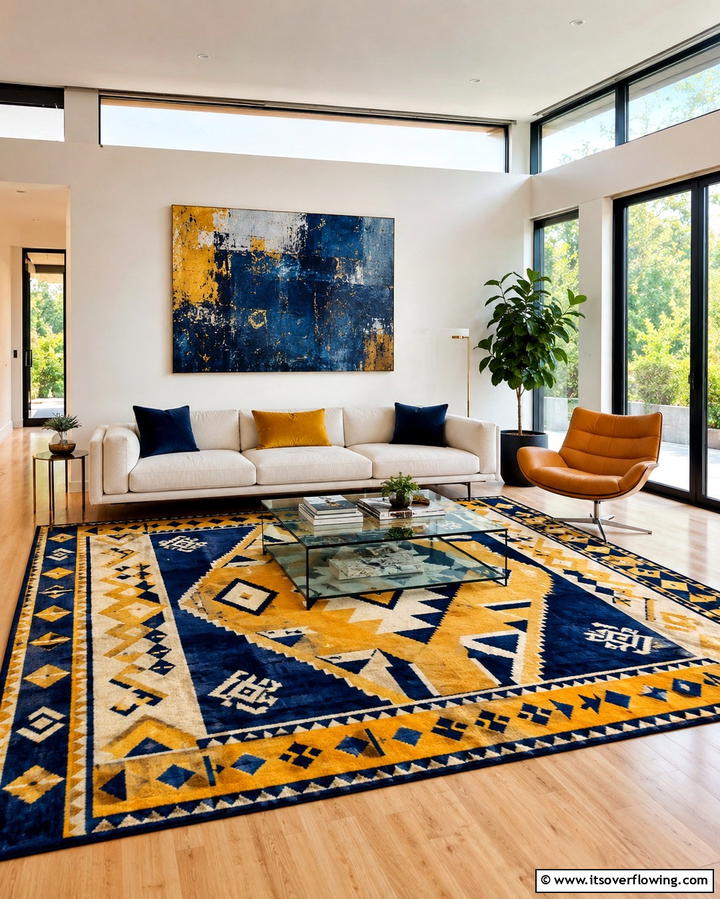 Invest in a Statement Rug - 25 Simple Living Room Ideas for a Cozy and Inviting Space