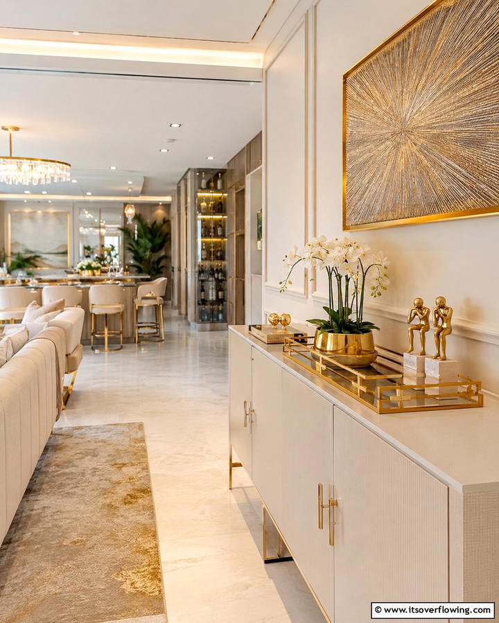 Invigorating Cream and Gold Accent Pieces - 30 Elegant Cream & Gold Living Room Themes for Luxe Interiors