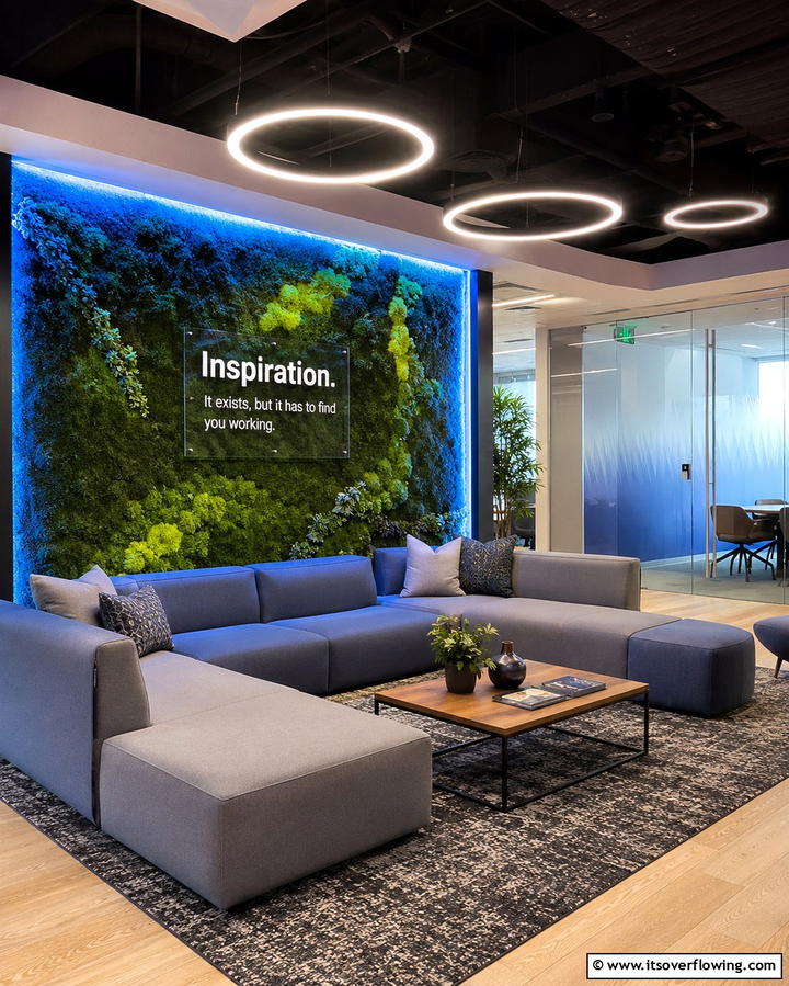Invigorating Office Lounge - 30 Aesthetic Room Ideas With LED Lights for Vibes
