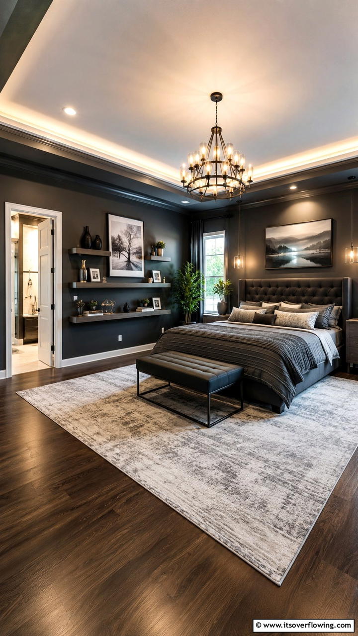 Inviting Ambiance in Dark Tones - 30 Dark Grey Bedroom Ideas for Modern Serene Spaces