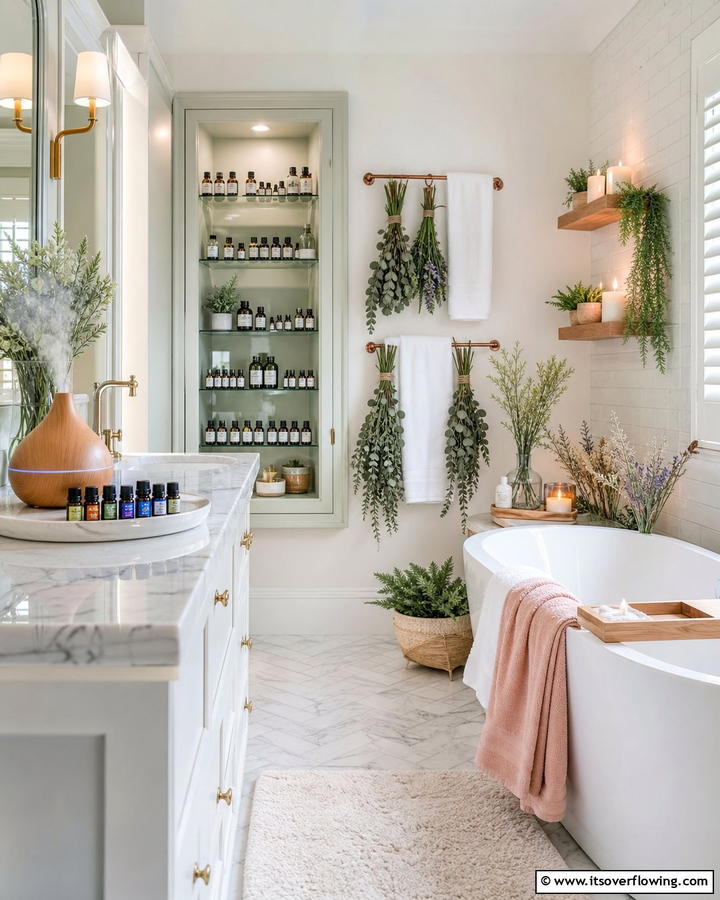 Inviting Aromatherapy for Complete Relaxation - 30 Serene Spa Decor Ideas for a Relaxing Bathroom Retreat