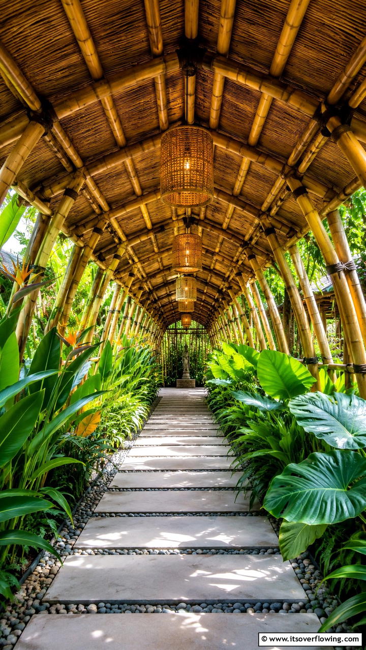 Inviting Bamboo Covered Passage - 30 Covered Walkway Ideas for All-Weather Charm