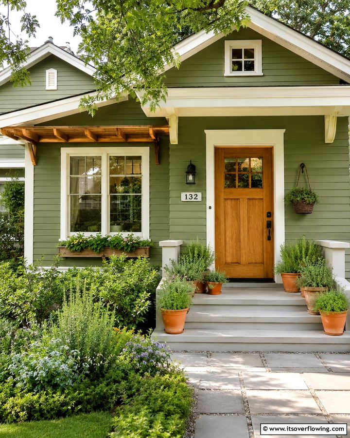 Inviting Basil Green Style - 30 Green Exterior Paint Colors for Curb Appeal