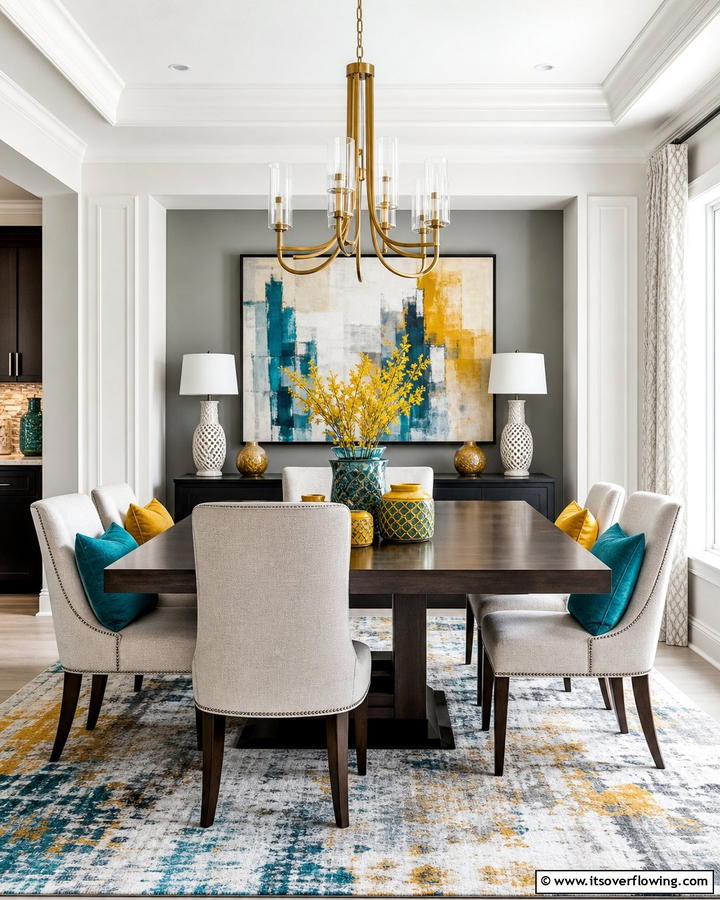 Inviting Color Accents - 30 Transitional Dining Room Ideas Blending Modern and Classic