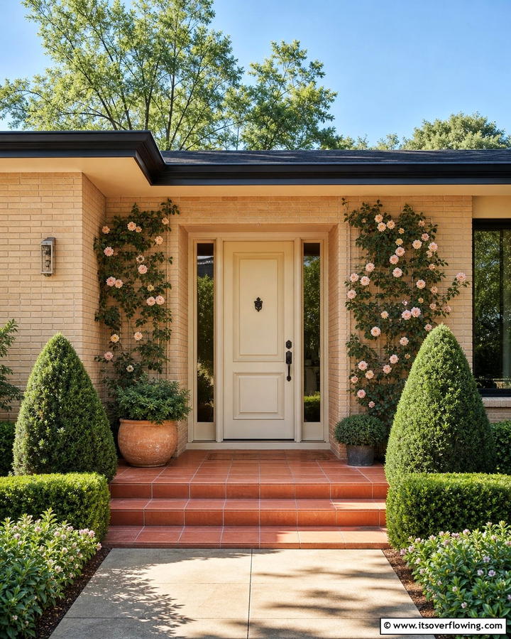 Inviting Cream - 30 Retro Mid-Century Front Door Colors to Boost Curb Appeal