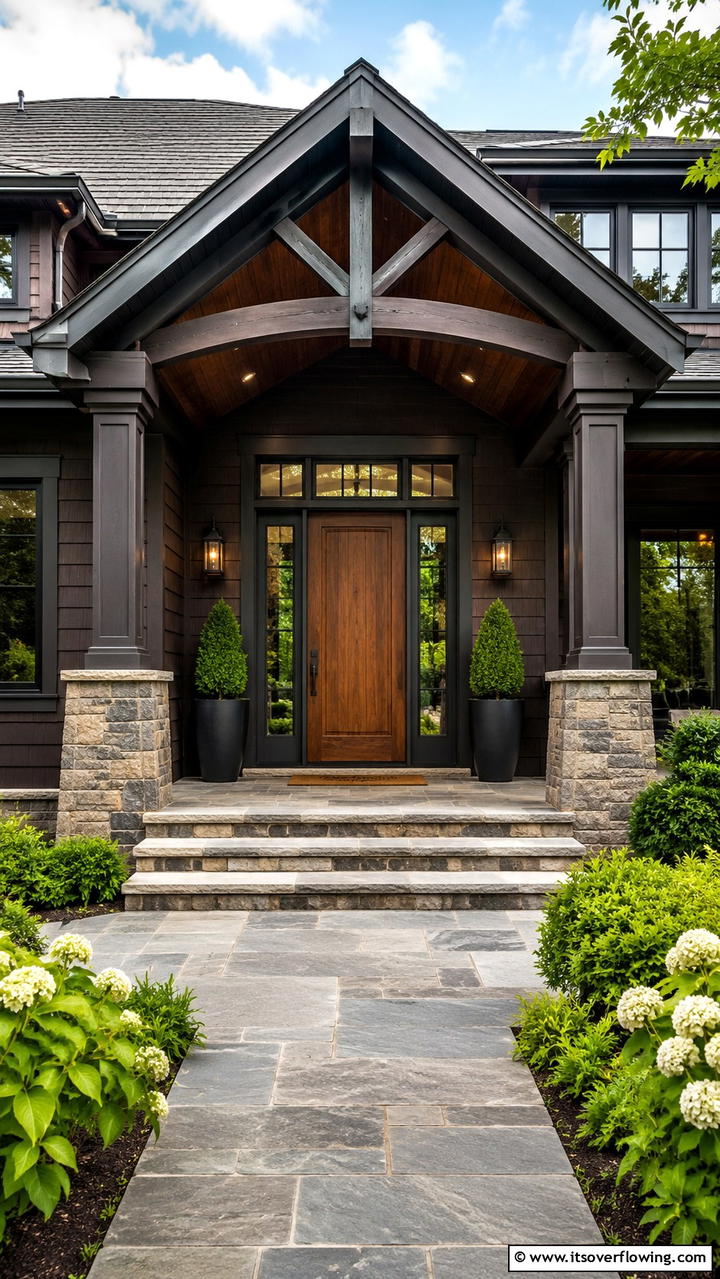 Inviting Entryway Designs - 30 Dark Brown House With Black Trim Exterior Design Ideas