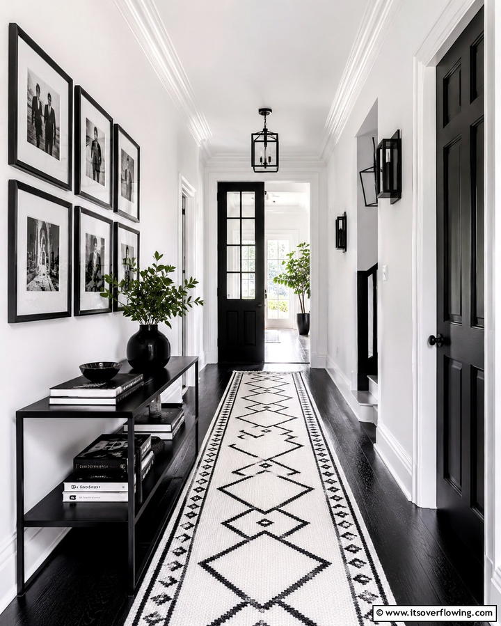 Inviting Entryway Designs - 30 Chic Black and White Hallway Ideas for Timeless Elegance