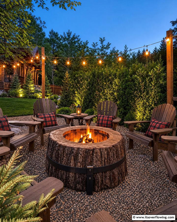 Inviting Fire Pit - 21 Creative Tree Stump Decorating Ideas for Rustic Accents