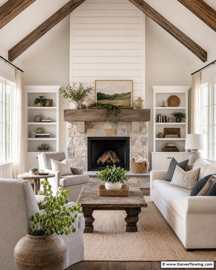 Inviting Fireplace Ambiance - 21 Farmhouse Decor Ideas to Add Rustic Charm