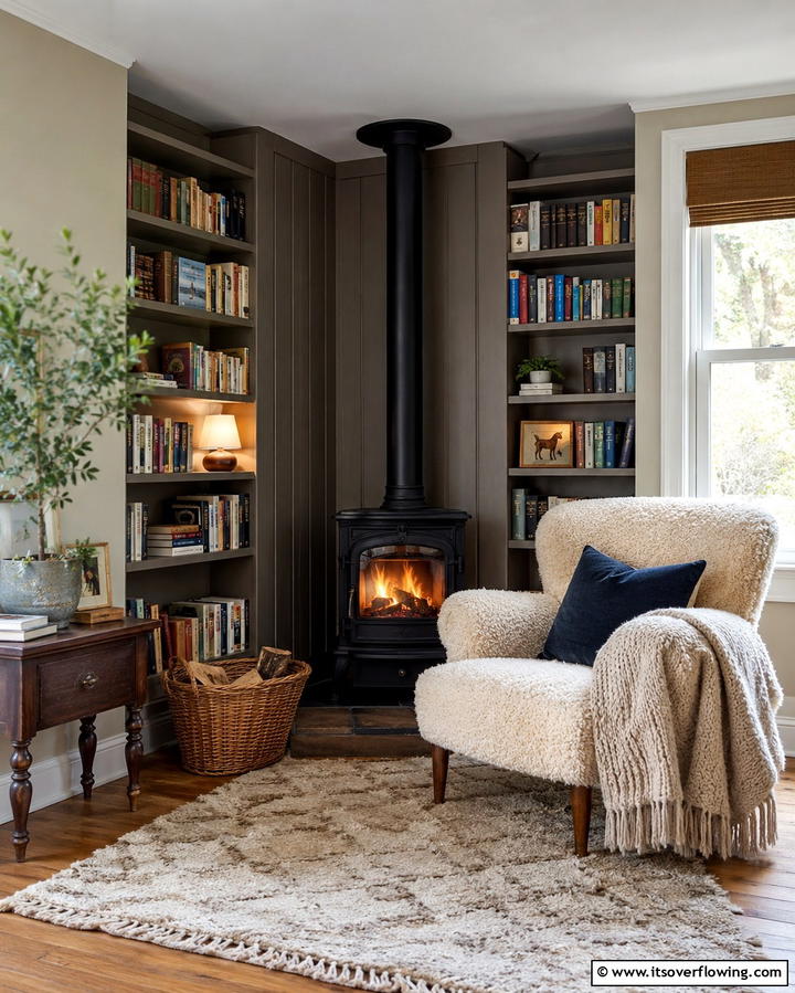 Inviting Fireplace Nook - 30 Bold Black Fireplace Ideas to Elevate Your Living Room